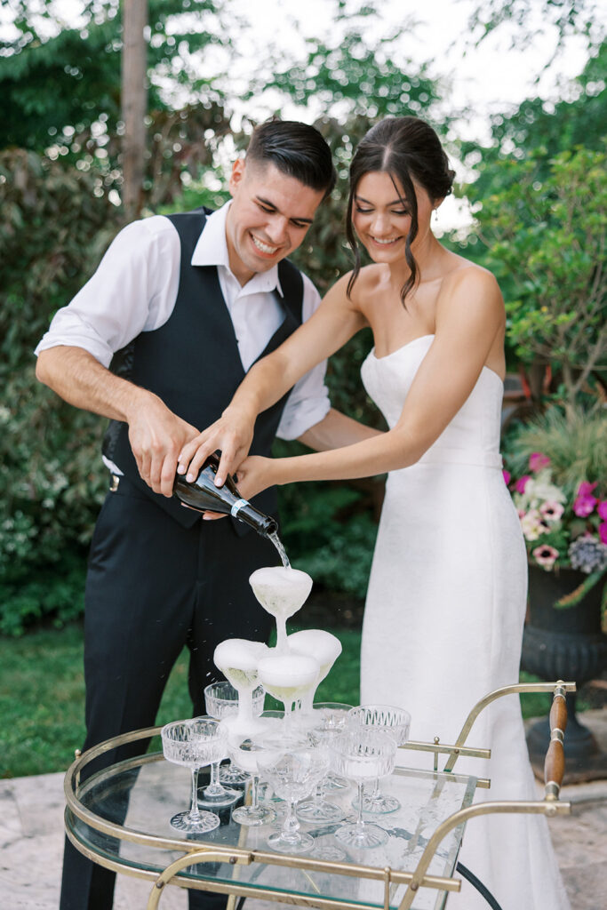 Champagne tower at The Cypress House