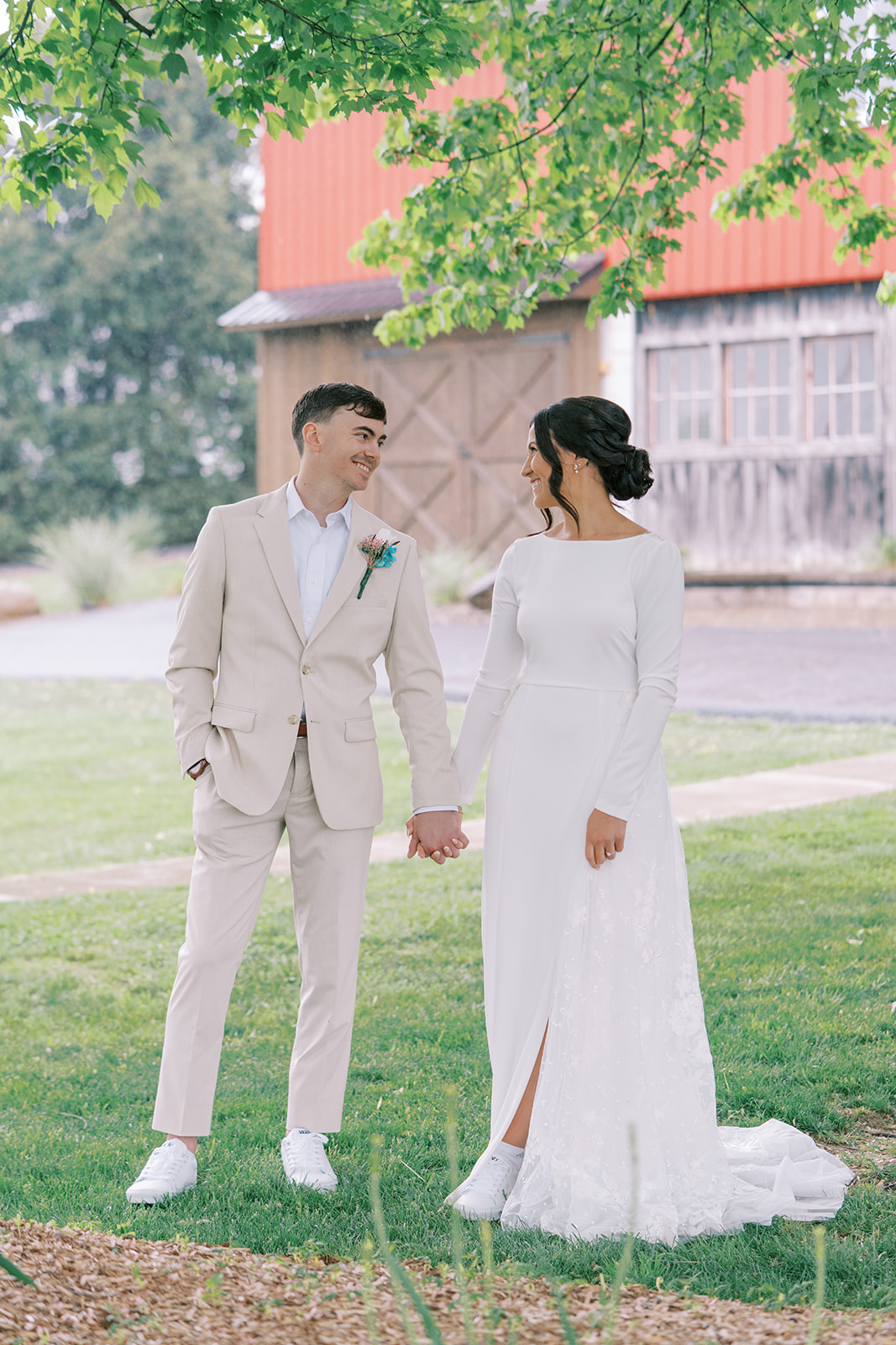 bride and groom at wind in the willows wedding venue